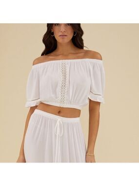 Rachel Parcell Off Shoulder Top in Ivory Size Medium NWT